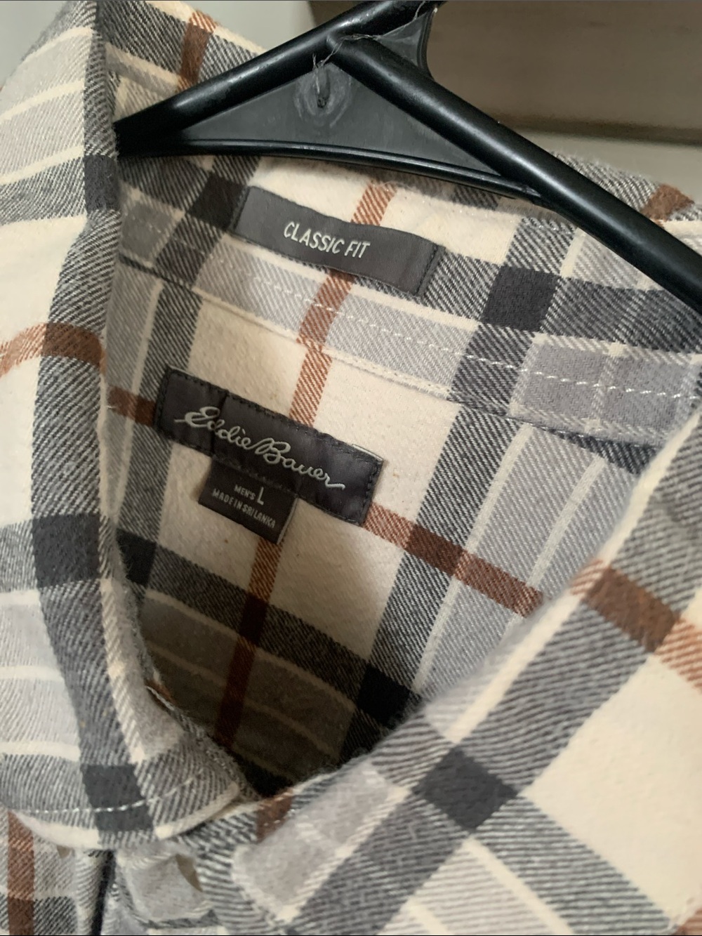Eddie Bauer Plaid Button-Down Shirt in Gray, Brown & Cream - Picture 2 of 4
